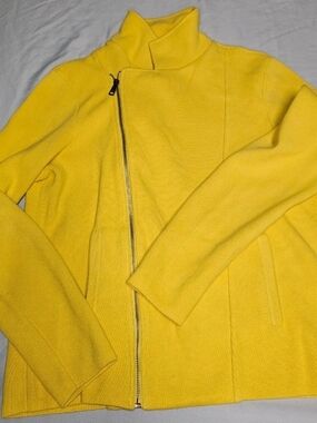 Ralph Lauren Bright Yellow Asymmetrical Zip Pea Coat